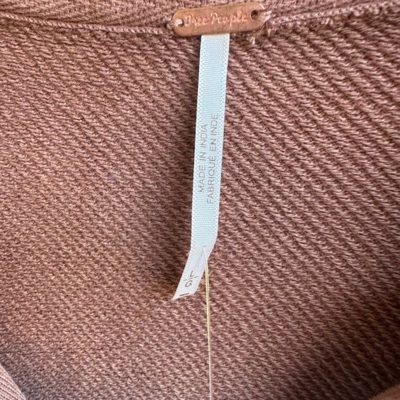 Free People Long Sleeve Willow Antique Oak Polo Knit Tunic Women's Size L - Picture 3 of 9